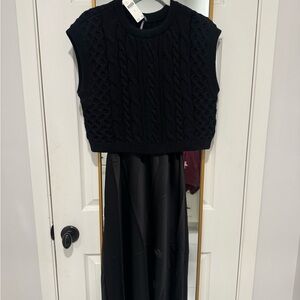 Anthropologie Black Cable Knit Dress